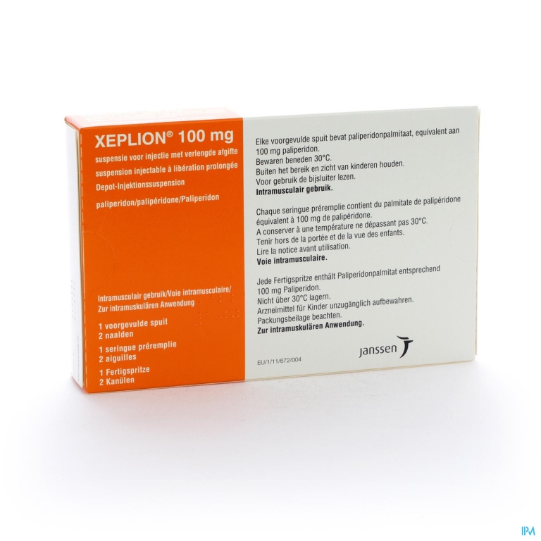 Xeplion 100mg Susp Inj Verl.afg. 1 Voorgev Sp+2nld