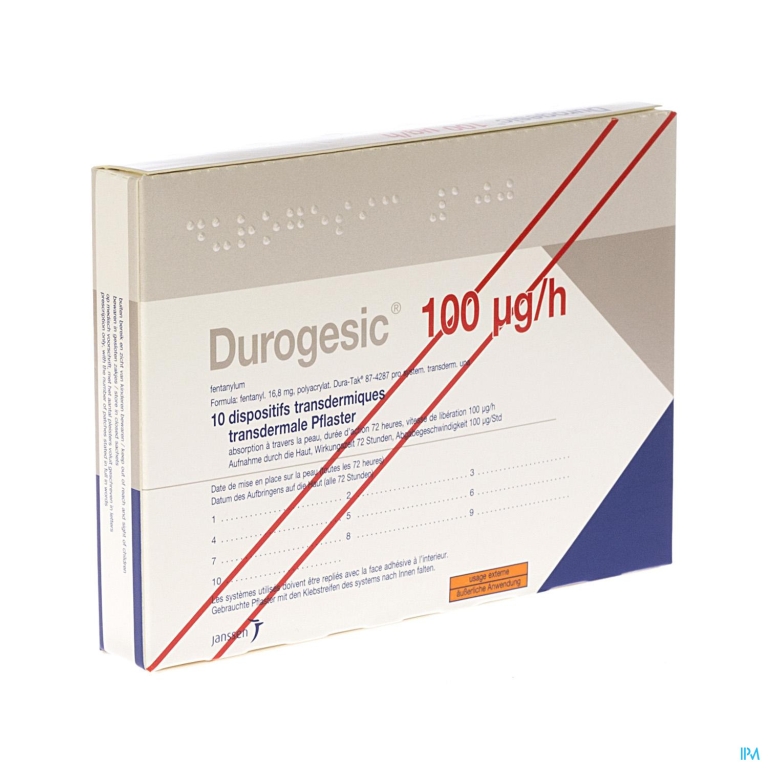 Durogesic Pl Emp 10x100mcg/heure/uur