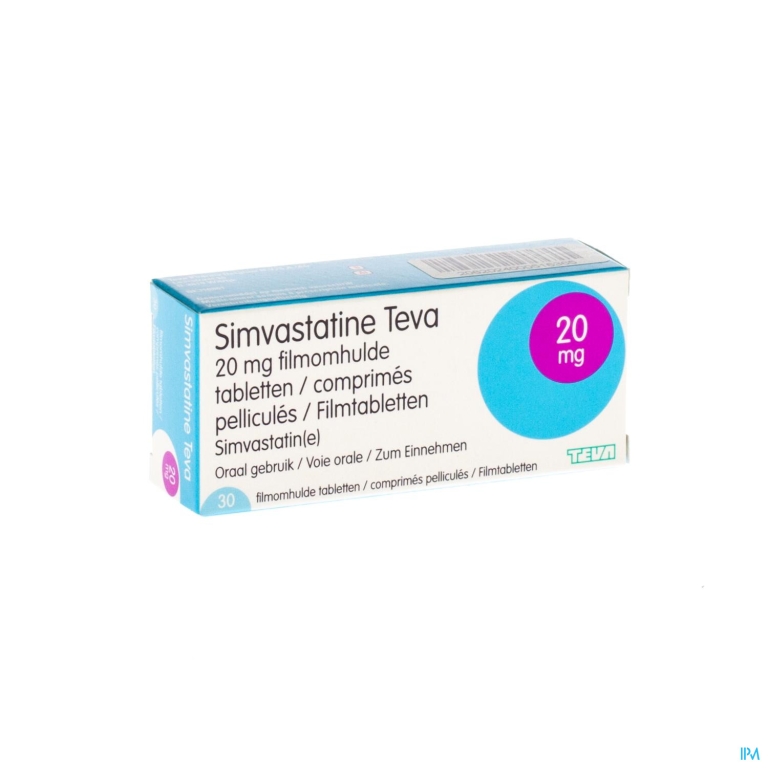 Simvastatine 20mg Teva Comp Enrob 30 X 20mg