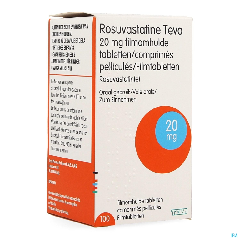 Rosuvastatine Teva 20mg Filmomh Tabl 100 Flacon