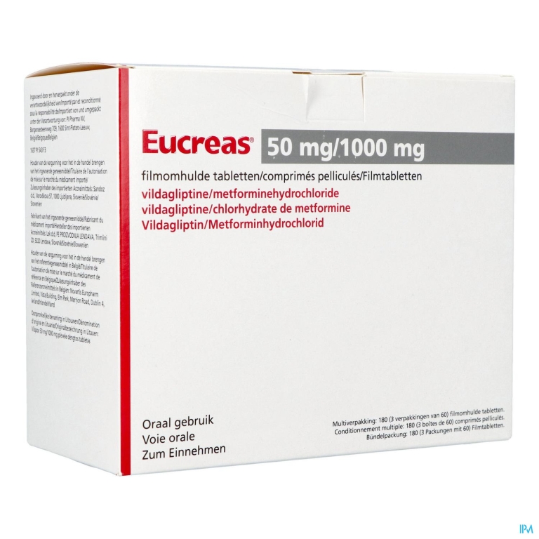 Eucreas 50mg/1000mg Pi Pharma Filmomh Tabl 180 Pip