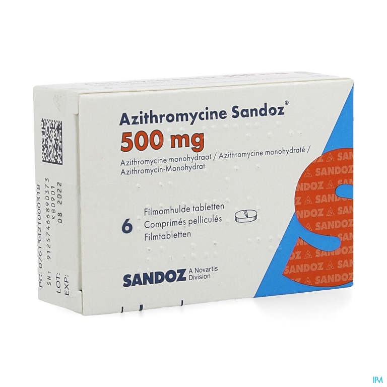 Azithromycine 500mg Sandoz Tabl Omhulde 6×500 mg