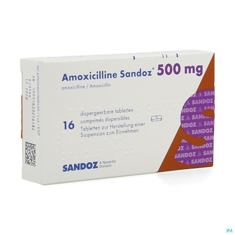 Amoxicilline Sandoz 500mg Tabl Disp 16