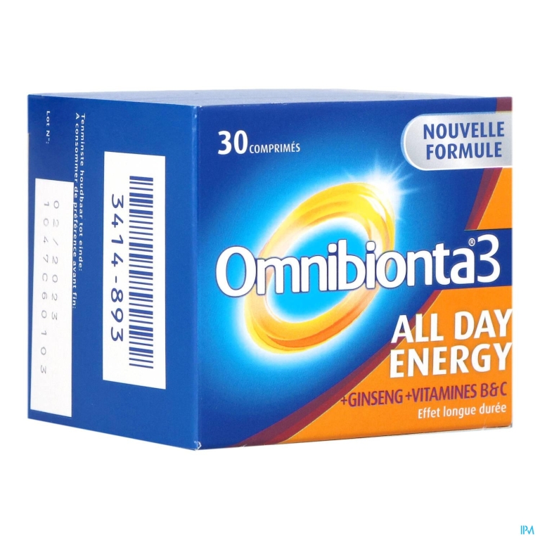 Omnibionta3 All Day Energy Multivitamines voor Energie (30 tabletten)