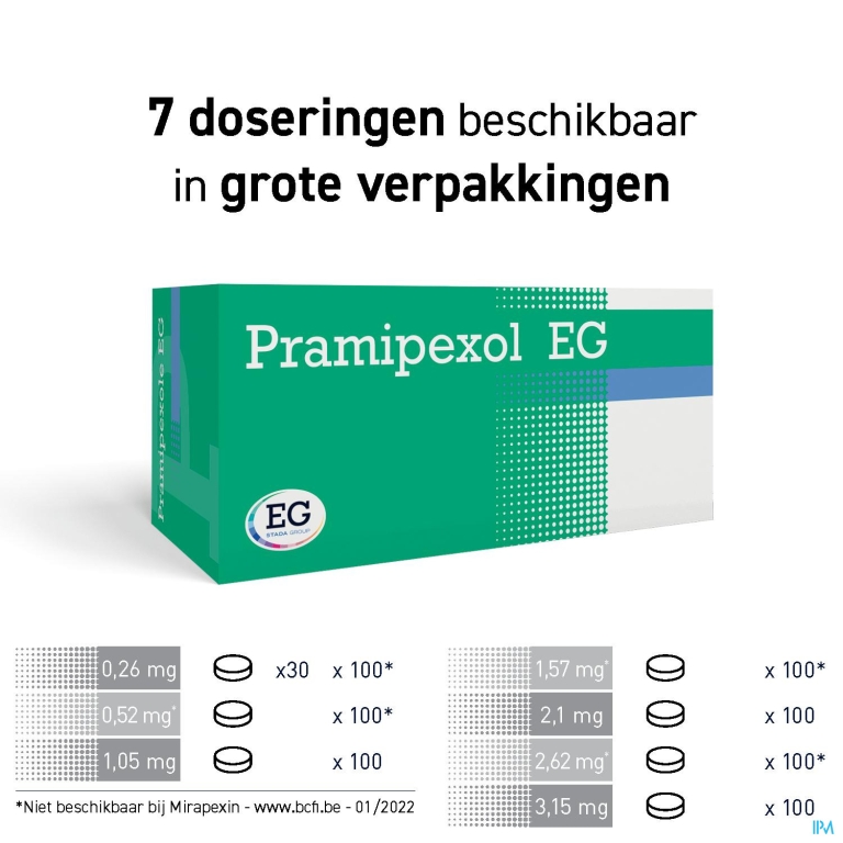 Pramipexol EG 0,26Mg Verlengde Afgifte Tabl 100