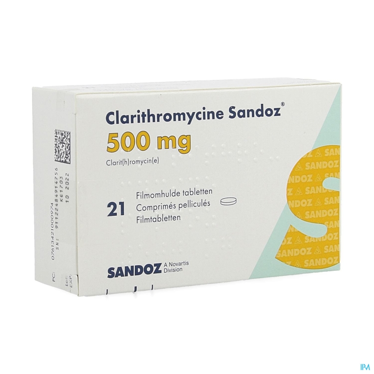 Clarithromycine Sandoz 500mg Filmomh Tabl 21