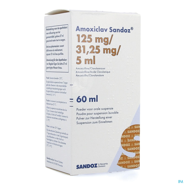 Amoxiclav Sandoz 125mg/5ml Pd Susp 60ml