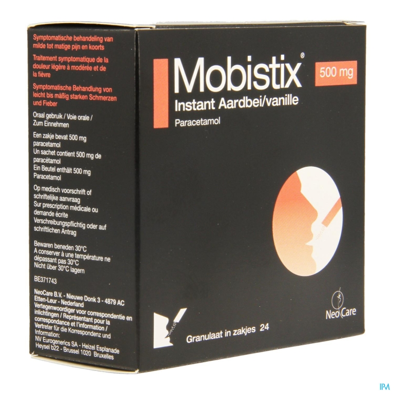 Mobistix Instant Aardbei Vanille 500Mg Gran Zak 24