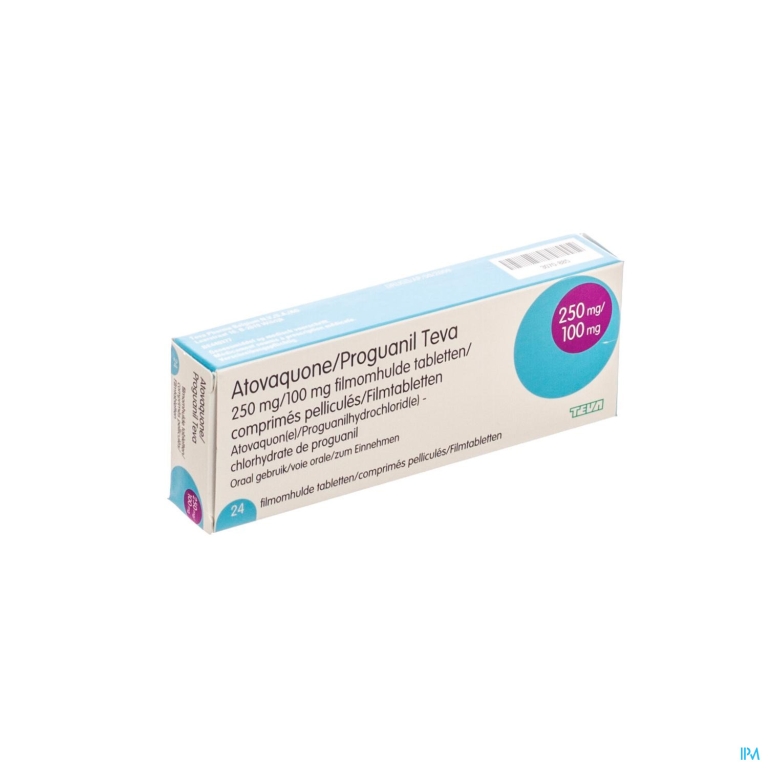 Atovaquone Proguanil 250/100mg Teva Filmom Tabl 24