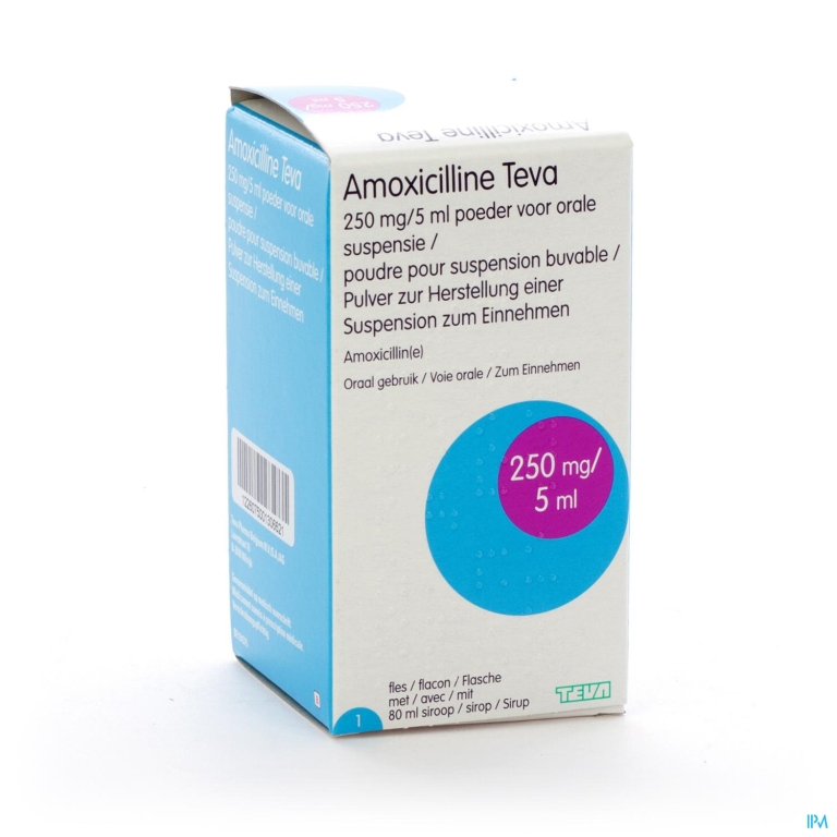 Amoxicilline Teva Sir 80ml 250mg/5ml