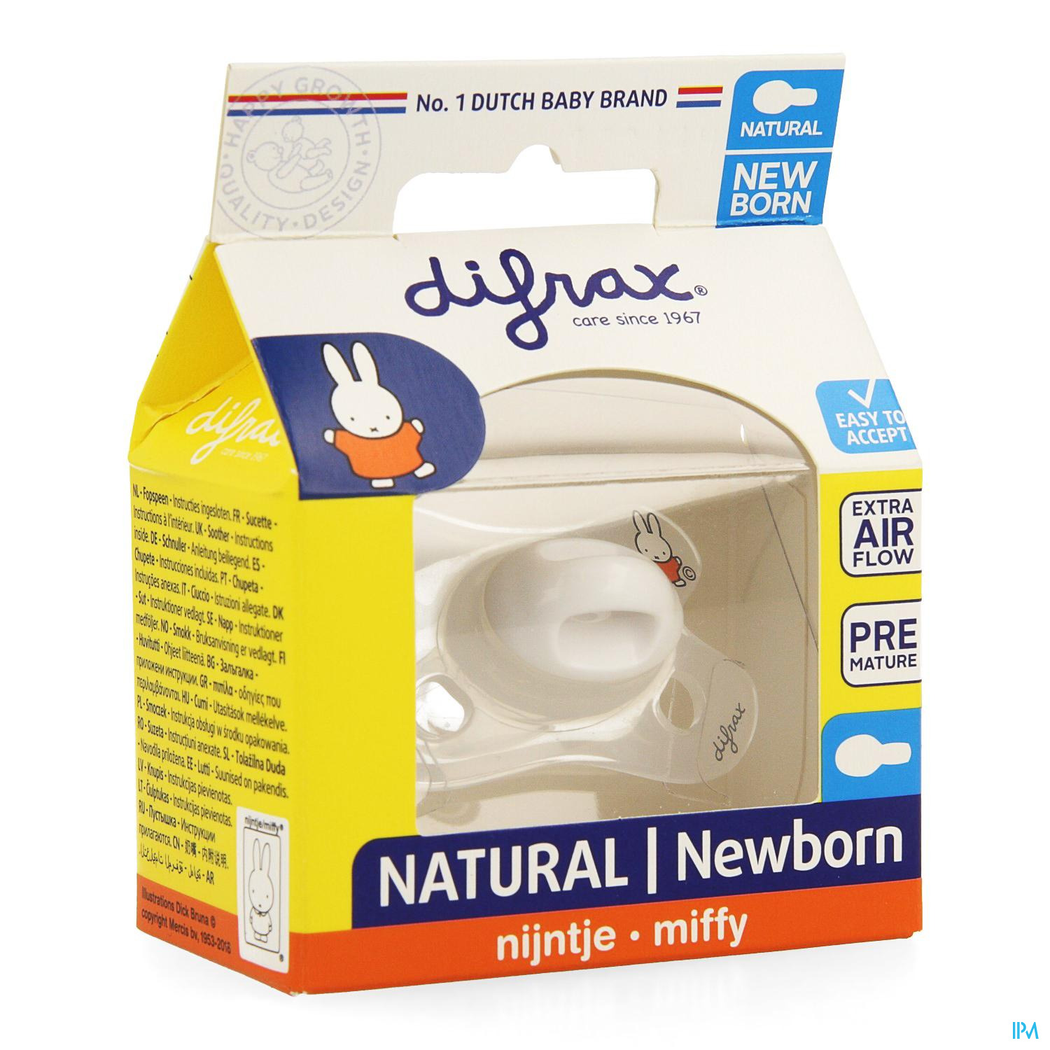 Difrax Fopspeen Natural Newborn Nijntje