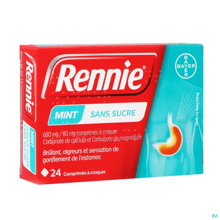 Rennie Mint Z/suiker Kauwtabletten 24