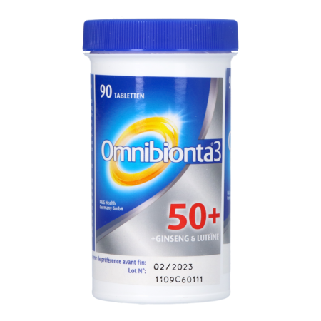 Omnibionta3 50+ Multivitamines voor Vitaliteit  met Ginseng (90 tabletten)