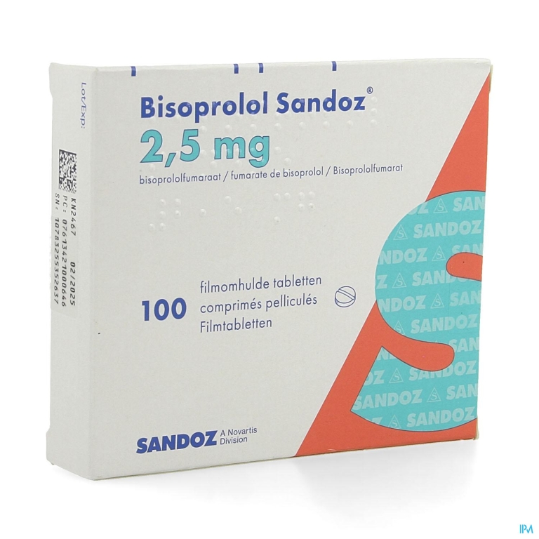 Bisoprolol Sandoz 2,5mg Filmomh Tabl 100 X 2,5mg