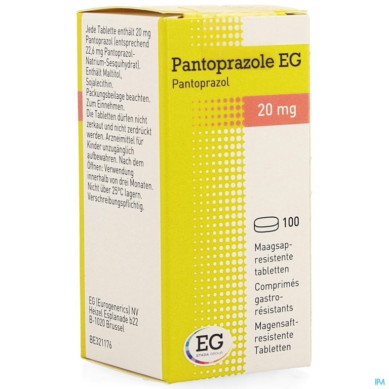 Pantoprazole EG 20Mg Maagsapresist Tabl 100X20Mg