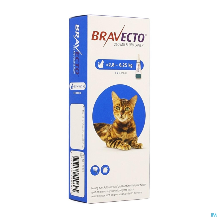 Bravecto 250mg Spot On Opl Kat >2,8-6,25kg Pipet 1