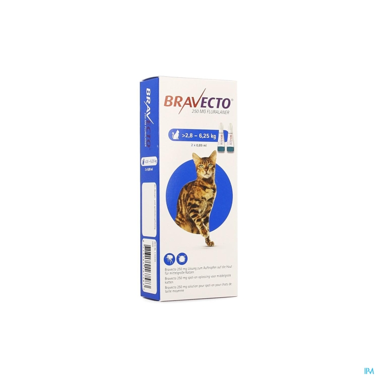 Bravecto 250mg Spot On Opl Kat >2,8-6,25kg Pipet 2