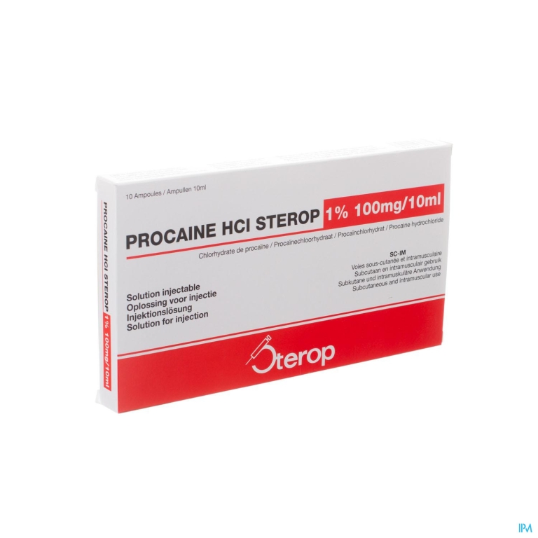 Procaine Hcl Sterop 1% Amp 10 X 100mg/10ml