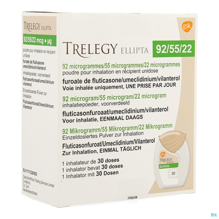 Trelegy Ellipta 92mcg/55mcg/22mcg Pdr Inhal 30dos.