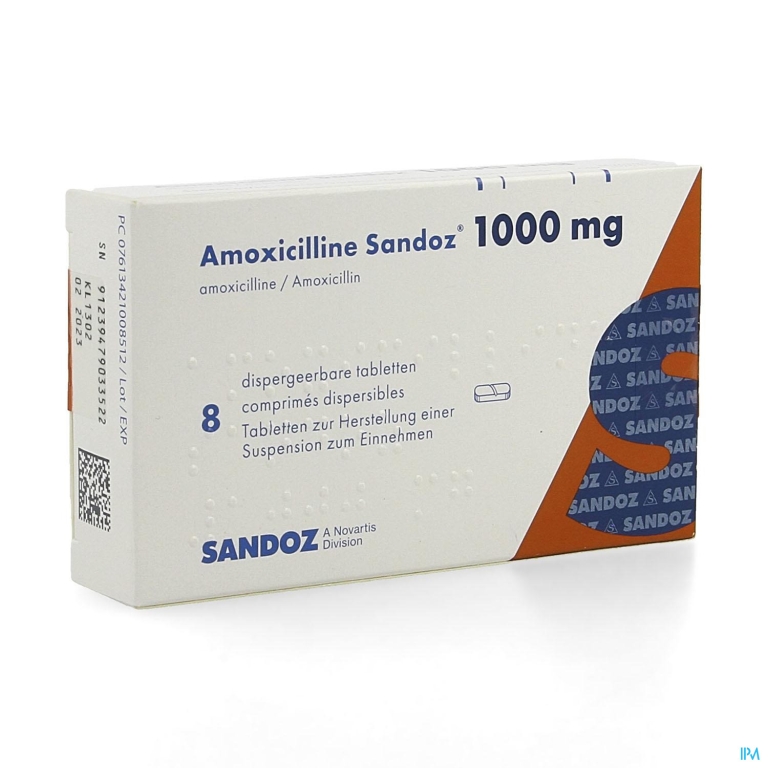 Amoxicilline Sandoz 1000mg Tabl Disp 8