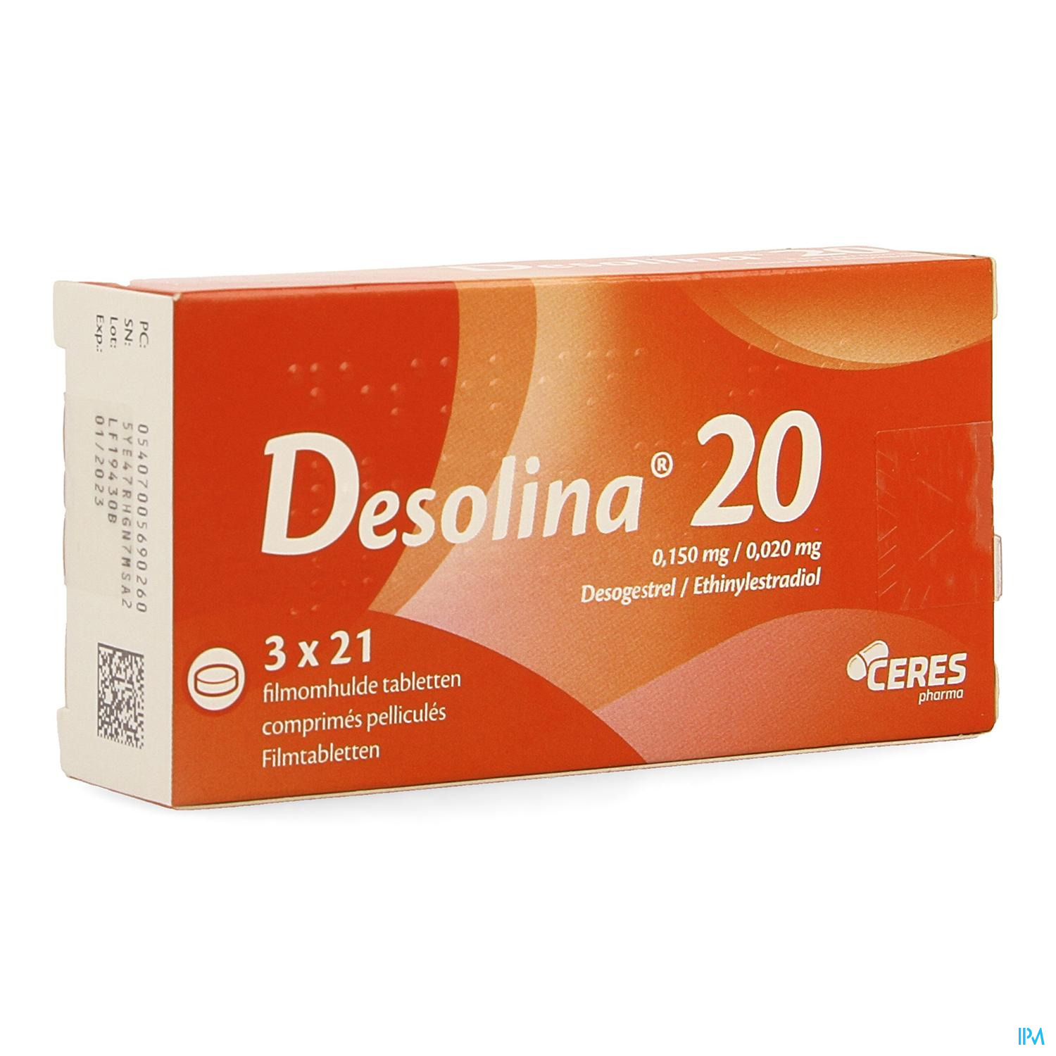 Desolina 20 0,020mg/0,150mg Comp 3 X 21