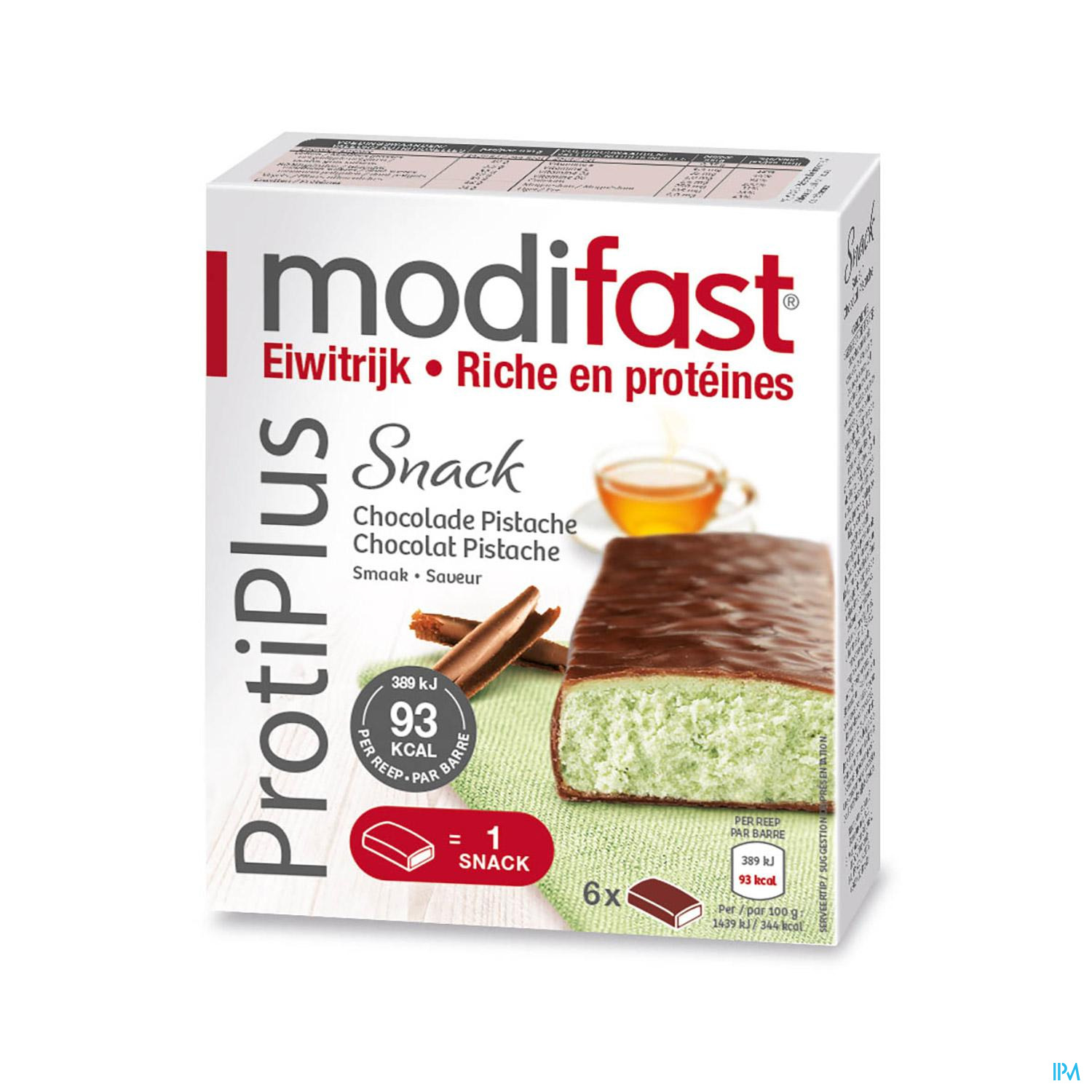 Modifast Protiplus Reep Chocolade-pistache 162g