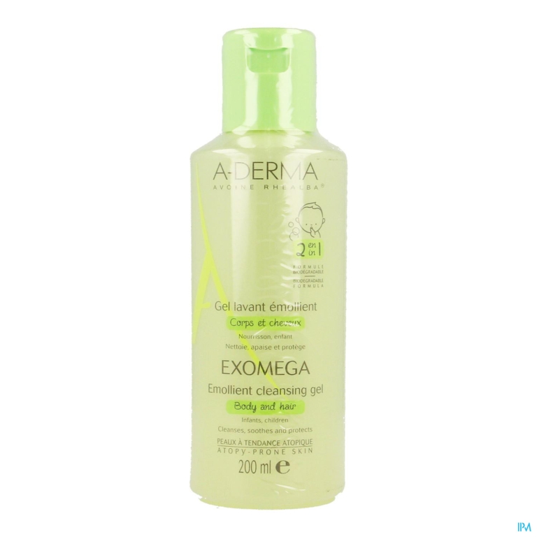 Aderma Exomega Gel Reinig. 2in1 Haar Lichaam 200ml