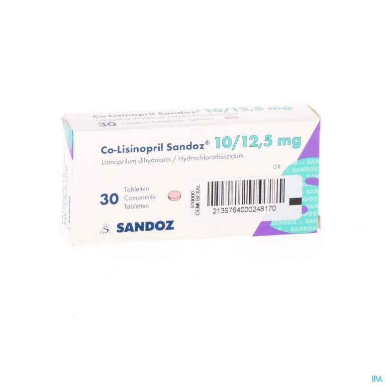 Co Lisinopril Sandoz Comp 30 X 10/12.5mg