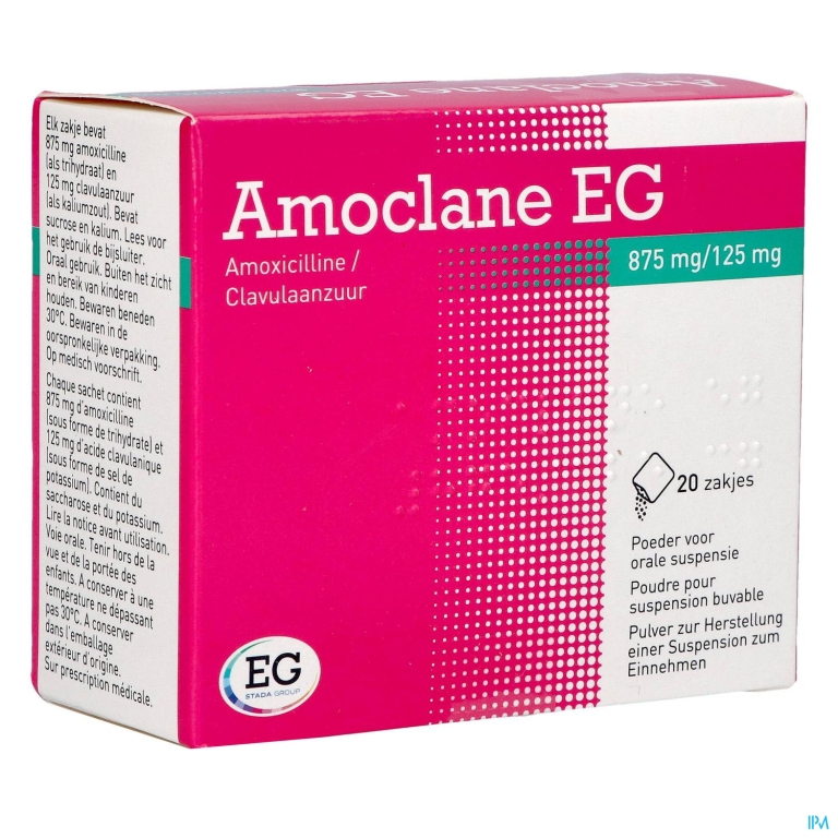 Amoclane EG 875Mg/125Mg Drinkb.Susp Zakje 20