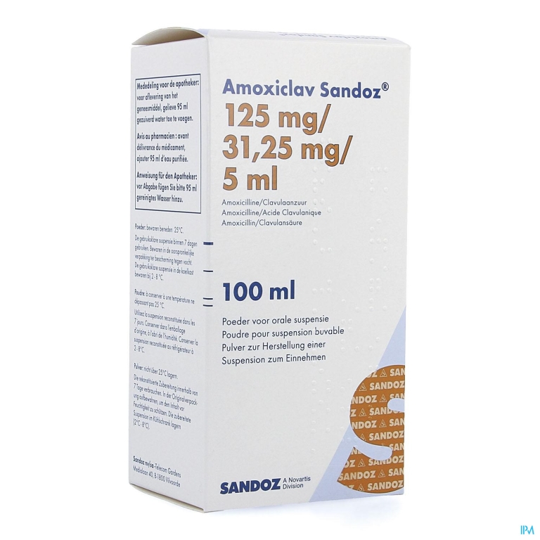 Amoxiclav Sandoz 125mg/5ml Pd Susp100ml