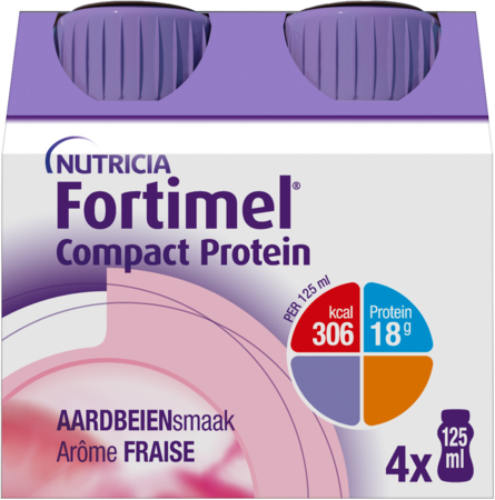 491a465b733d37506b4ddbff8c9e5976 Fortimel Compact Protein Aardbei Flesjes 4×125 ml