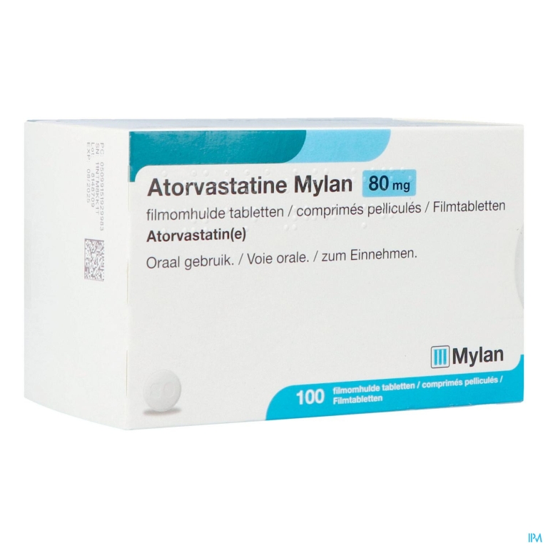 Atorvastatine Mylan 80mg Filmomh Tabl 100