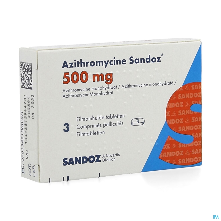 Azithromycine 500mg Sandoz Tabl Omhulde 3×500 mg