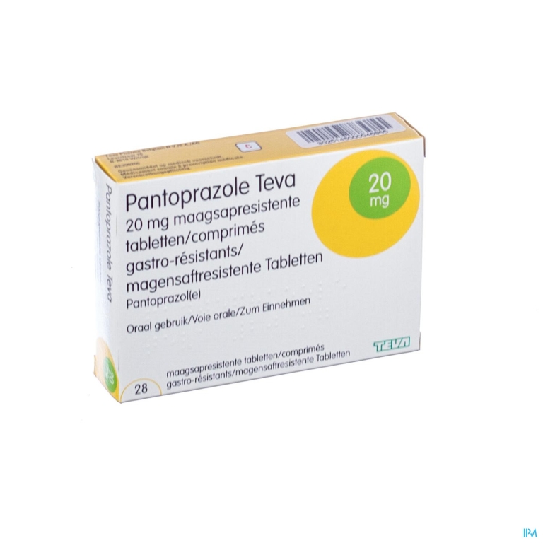 Pantoprazole Teva 20mg Maagsapresist Comp 28x20mg