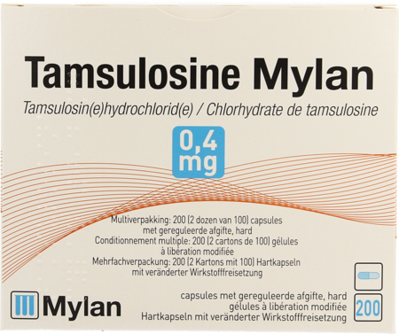 Tamsulosine Mylan 0,4mg Verl.afg. Caps 200 Blist.