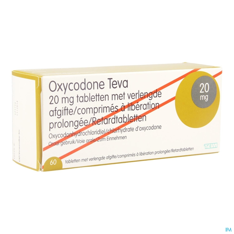 Oxycodone Teva 20mg Verlengde Afgifte Comp 60