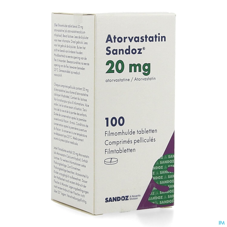 Atorvastatin 20mg Sandoz Filmomh Tabl 100 Fl Hdpe