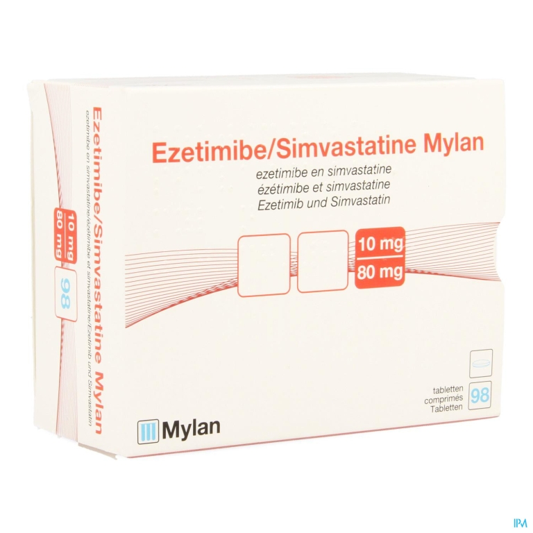 Ezetimibe Simvastatine Mylan 10mg/80mg Comp 98