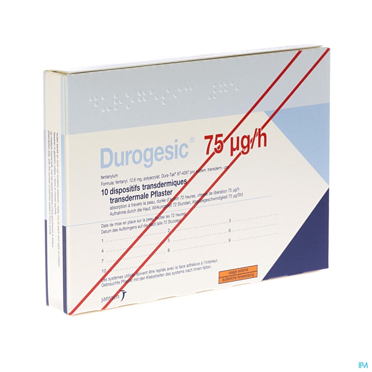 Durogesic Pl Emp 10x 75mcg/heure/uur