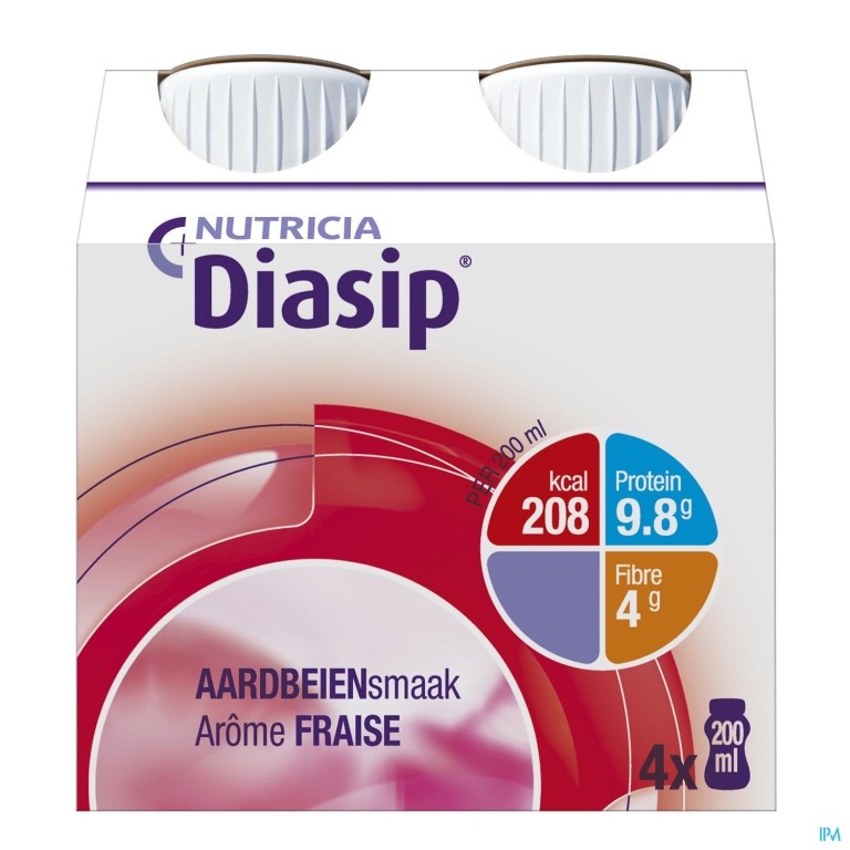 Diasip Aardbei Fles 4x200ml