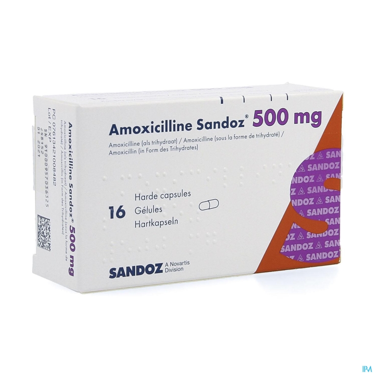 Amoxicilline Sandoz 500mg Caps 16