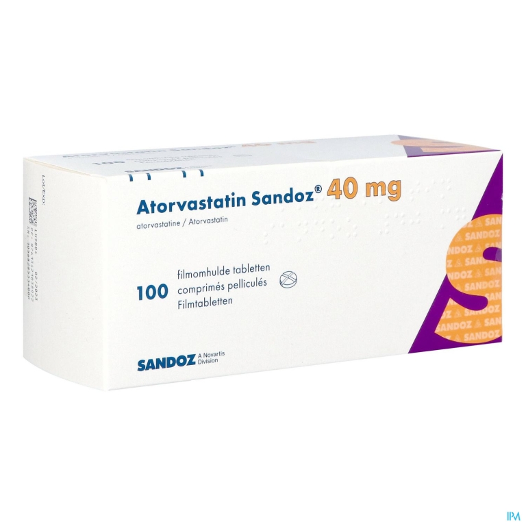 Atorvastatin 40mg Sandoz Filmomh Tabl 100 Alu/alu