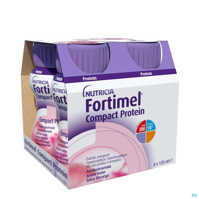 Fortimel Compact Protein Aardbei Flesjes 4×125 ml