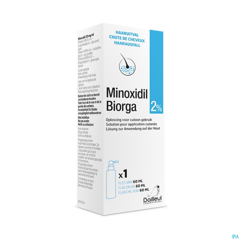 Minoxidil Biorga 2% Opl Cutaan Koffer Fl 1x60ml