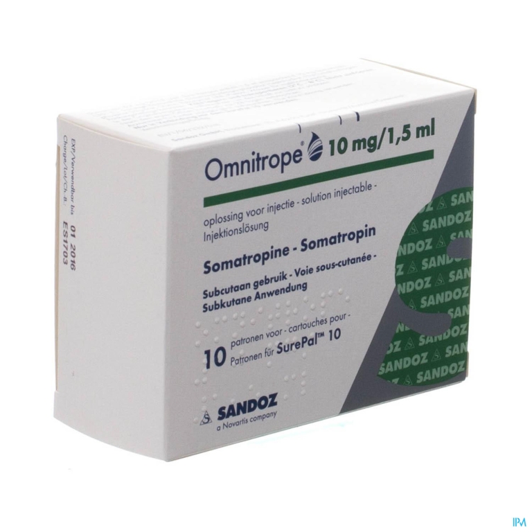 Omnitrope Sandoz 10mg/1,5ml Opl Inj Patroon Glas10