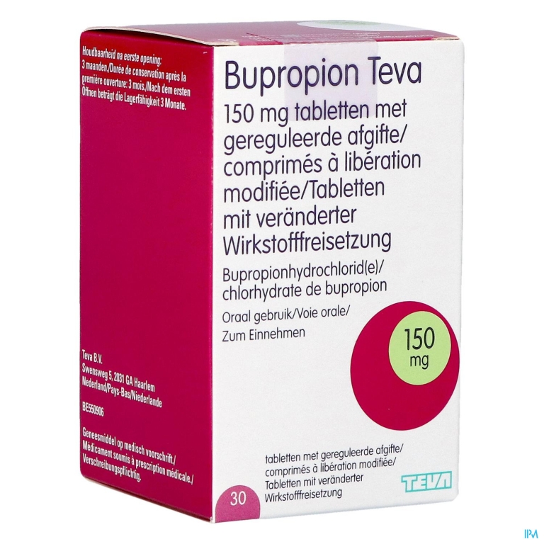 Bupropion Teva 150mg Geregul.afgifte Comp 30