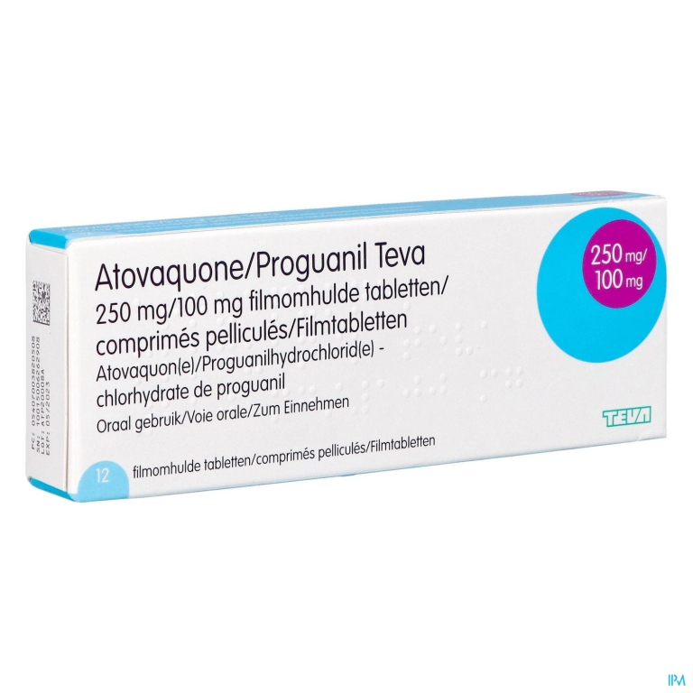 Atovaquone Proguanil 250/100mg Teva Filmom Tabl 12