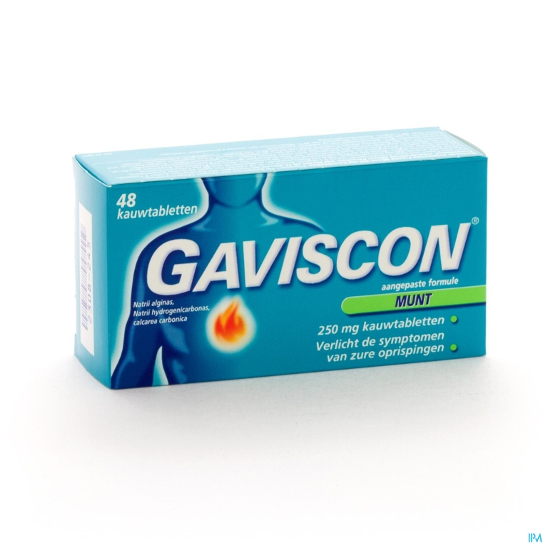 Gaviscon Munt Kauwtabl 48x250mg