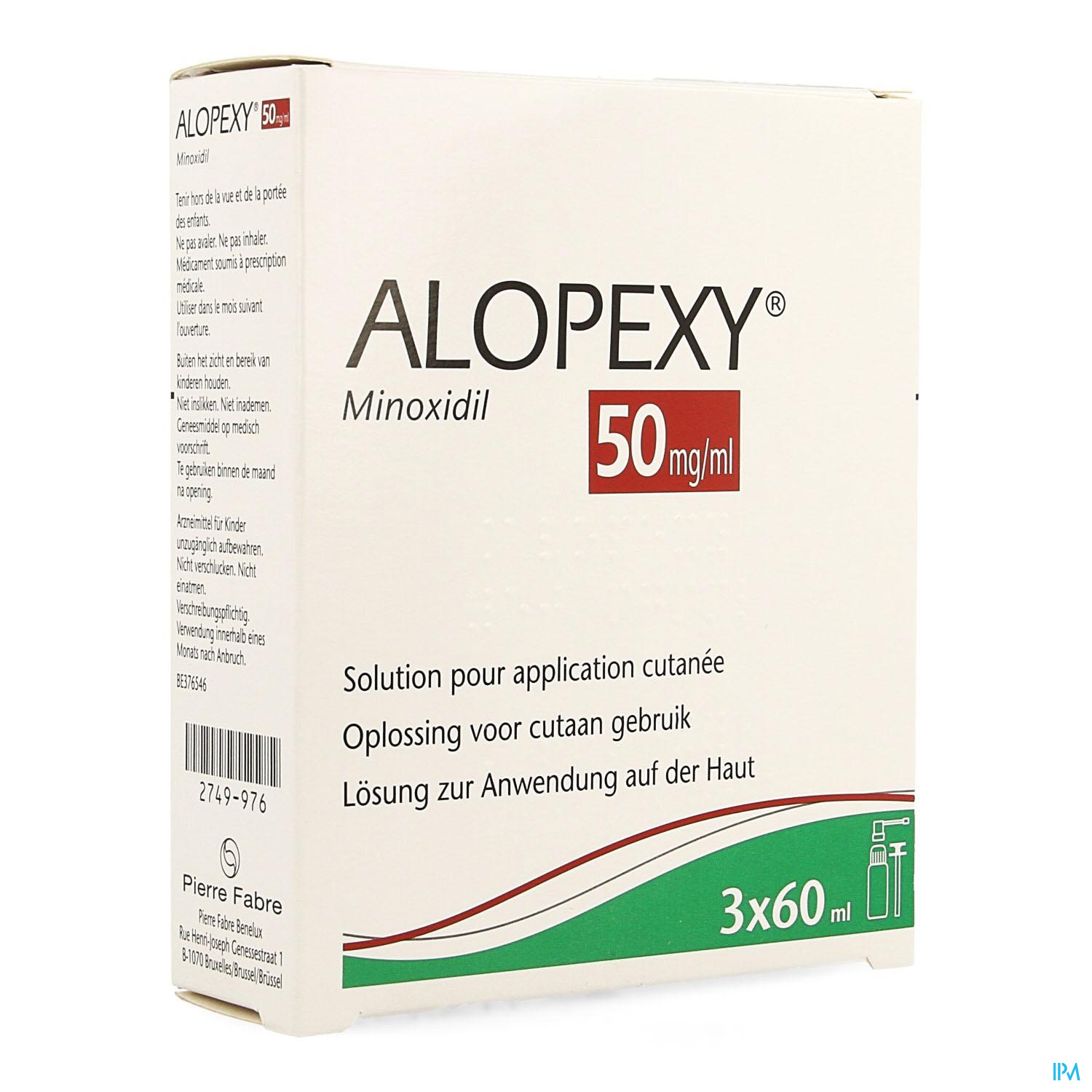 Alopexy 5 % Liquid Fl Plast Pipet 3x60ml