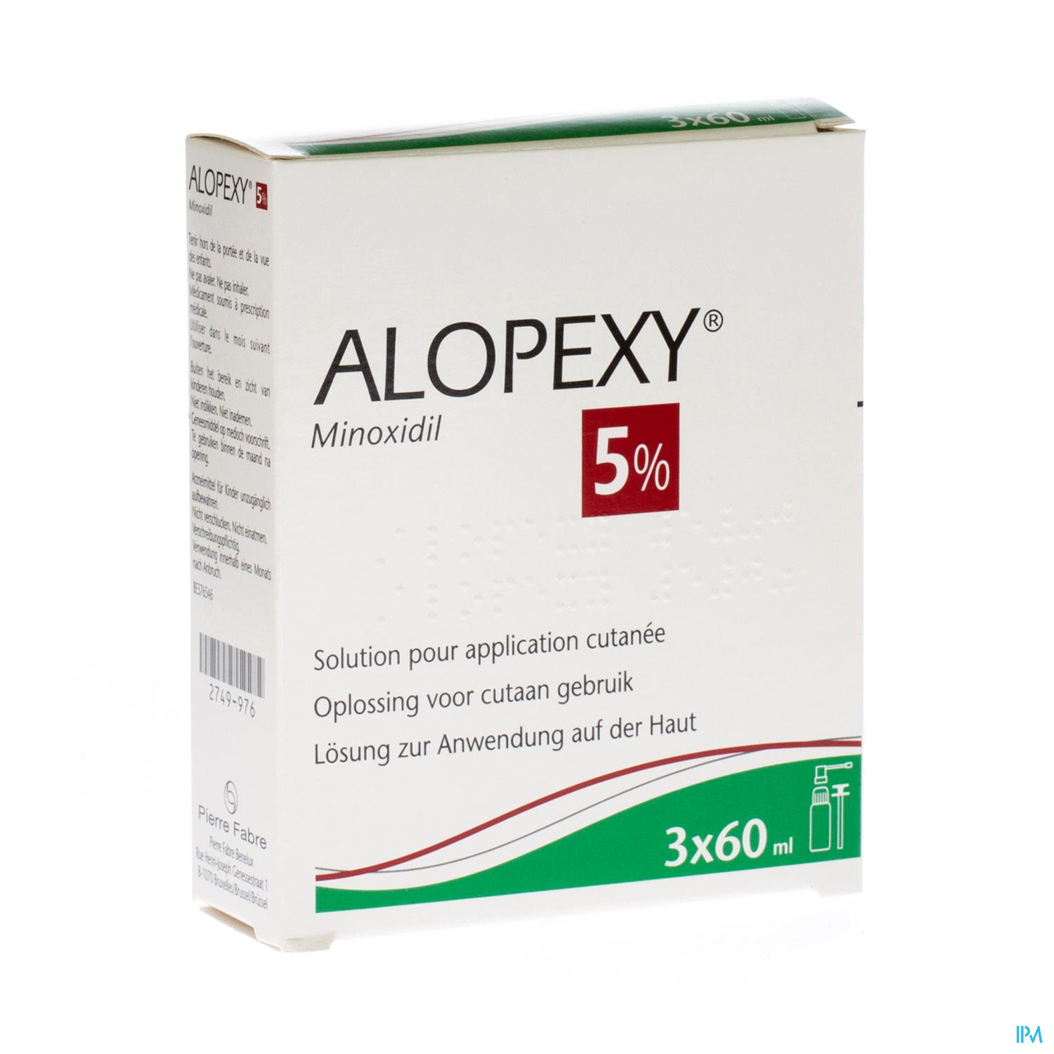 Alopexy 5 % Liquid Fl Plast Pipet 3x60ml